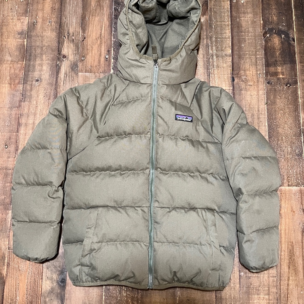 Patagonia Kids' Down Puffer Jacket in Olive Green